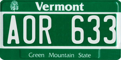 VT license plate AOR633