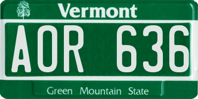 VT license plate AOR636