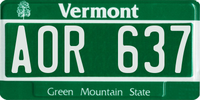 VT license plate AOR637