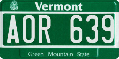 VT license plate AOR639