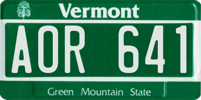 VT license plate AOR641