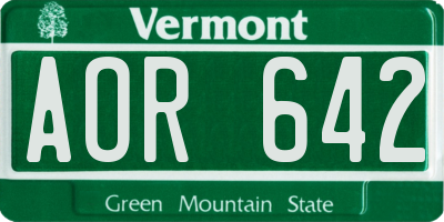 VT license plate AOR642