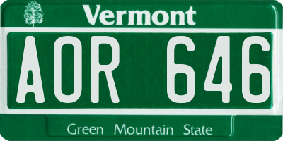 VT license plate AOR646