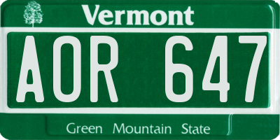 VT license plate AOR647