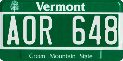 VT license plate AOR648