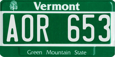 VT license plate AOR653