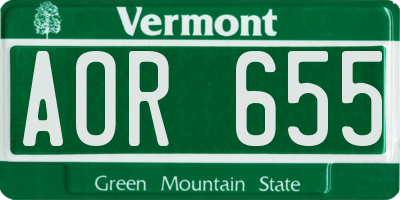VT license plate AOR655