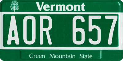 VT license plate AOR657