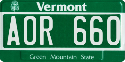VT license plate AOR660
