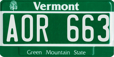VT license plate AOR663