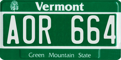 VT license plate AOR664