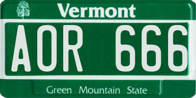 VT license plate AOR666