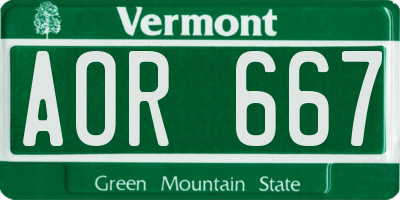 VT license plate AOR667