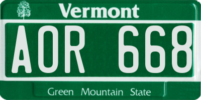 VT license plate AOR668