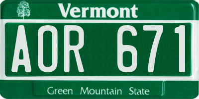 VT license plate AOR671