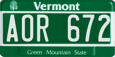 VT license plate AOR672
