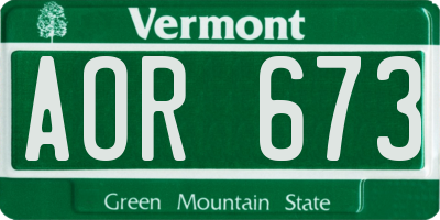 VT license plate AOR673