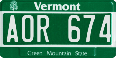 VT license plate AOR674
