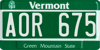 VT license plate AOR675