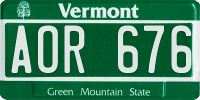 VT license plate AOR676