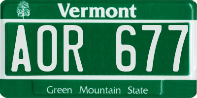 VT license plate AOR677