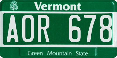 VT license plate AOR678