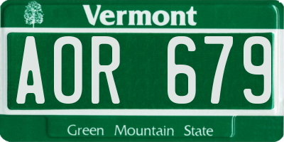 VT license plate AOR679