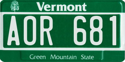 VT license plate AOR681