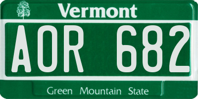 VT license plate AOR682