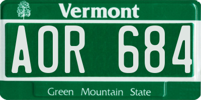 VT license plate AOR684