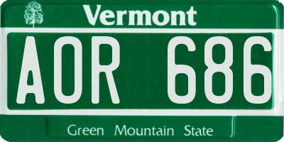VT license plate AOR686