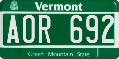 VT license plate AOR692