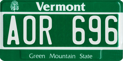 VT license plate AOR696