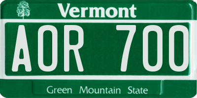 VT license plate AOR700