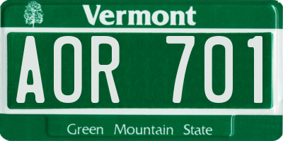 VT license plate AOR701