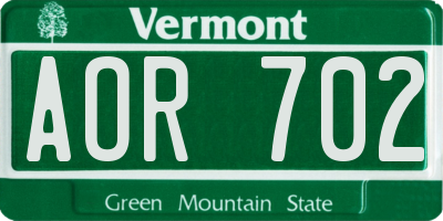 VT license plate AOR702