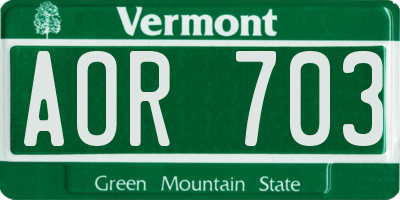 VT license plate AOR703