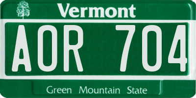 VT license plate AOR704
