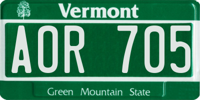 VT license plate AOR705