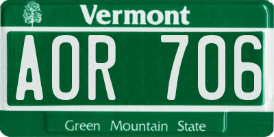VT license plate AOR706