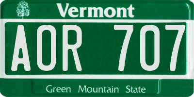 VT license plate AOR707