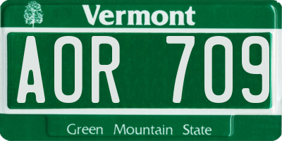 VT license plate AOR709