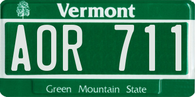 VT license plate AOR711