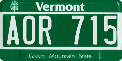 VT license plate AOR715