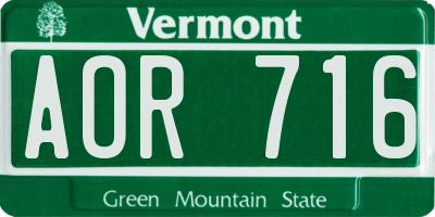 VT license plate AOR716