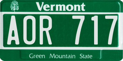 VT license plate AOR717