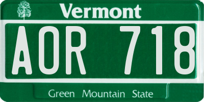VT license plate AOR718