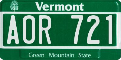 VT license plate AOR721