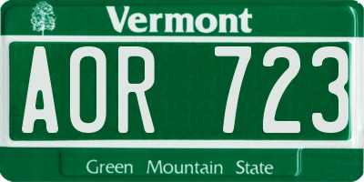 VT license plate AOR723
