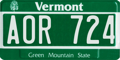 VT license plate AOR724